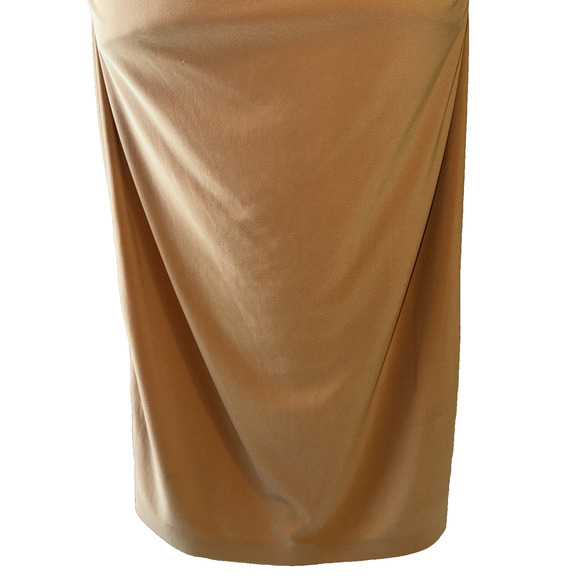 NORMA KAMALI Kamali Kulture Crew Neck Shirred Dress In Taupe Size M - Picture 6 of 16